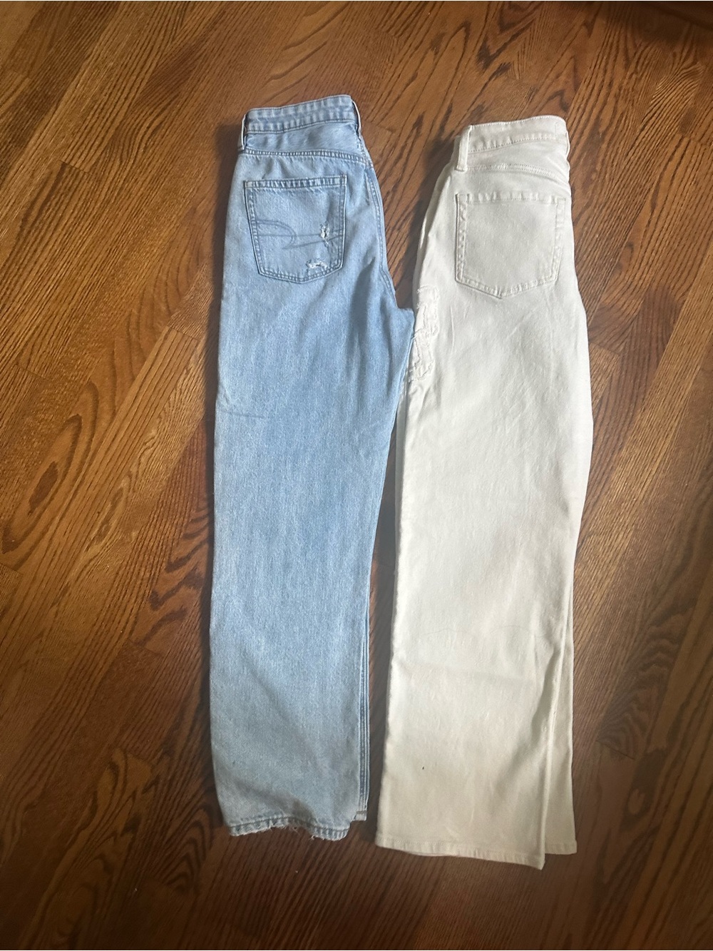 American Eagle Outfitters Straight Leg Jeans — Light Blue & White